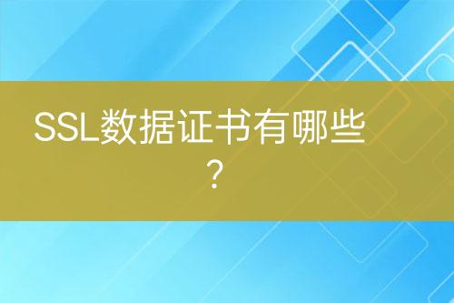 SSL數(shù)據(jù)證書有哪些？