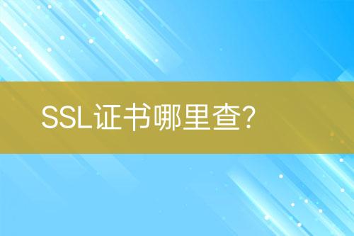 SSL證書哪里查？