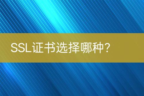 SSL證書選擇哪種？