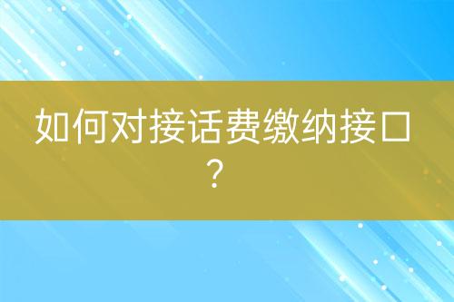 如何對(duì)接話費(fèi)繳納接口？