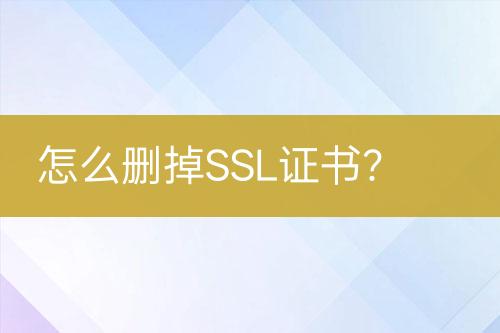 怎么刪掉SSL證書？