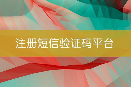 注冊短信驗證碼平臺