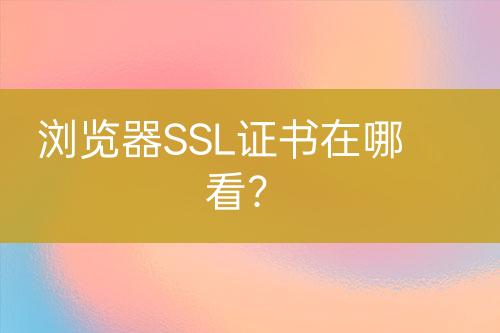 瀏覽器SSL證書在哪看？